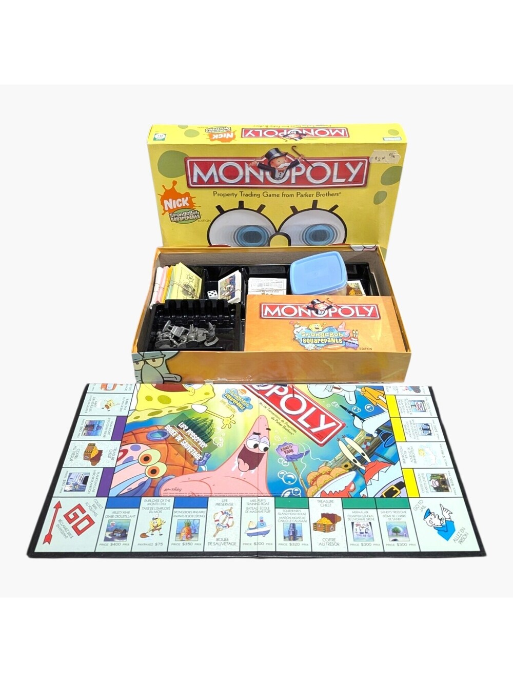 Parker Brothers SpongeBob Monopoly Game Bilingual 2005 No Manual